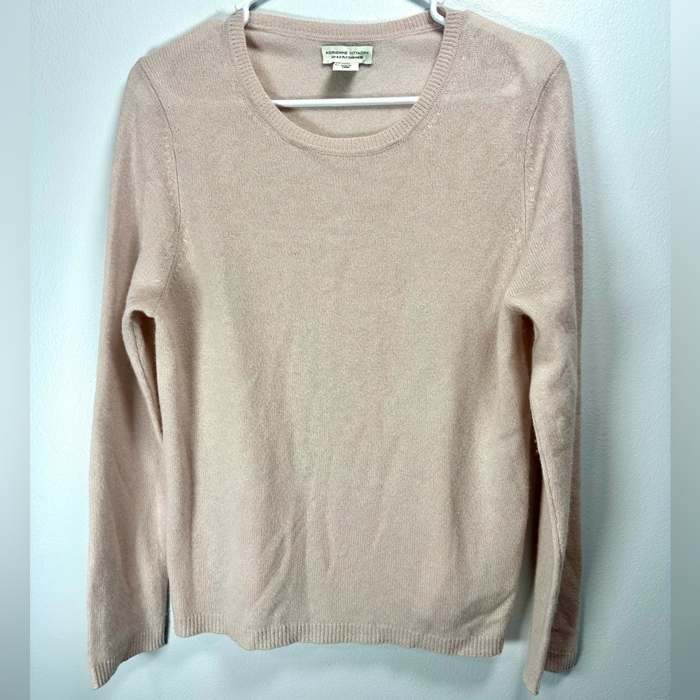 Women's Cashmere Adrienne Vittadini 100% Crewneck Sweater Blush Pink Size XL